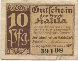 Kahla - Stadt - 1920 - 10 Pfennig 