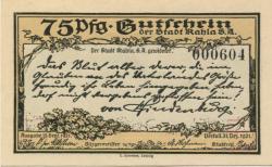 Kahla - Stadt - 15.9.1921 - 31.12.1921 - 75 Pfennig 