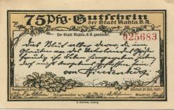 Kahla - Stadt - 15.9.1921 - 31.12.1921 - 75 Pfennig 