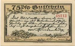 Kahla - Stadt - 15.9.1921 - 31.12.1921 - 75 Pfennig 