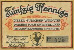 Kaltennordheim - Gemeinde - 20.11.1920 - 50 Pfennig