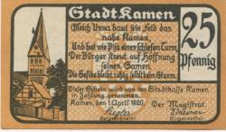 Kamen - Stadt - 1.4.1920 - 25 Pfennig