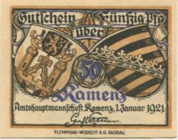 Kamenz - Amtshauptmannschaft - 1.1.1921 - 50 Pfennig