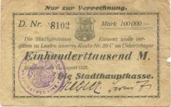 Kamenz - Stadthauptkasse - 13.8.1923 - 100000 Mark