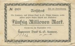 Kamenz - Kamenzer Bank AG - September 1923 - 50 Millionen Mark