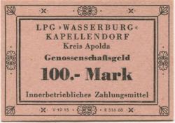 Kapellendorf - LPG Wasserburg - -- - 100 Mark
