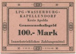 Kapellendorf - LPG Wasserburg - -- - 100 Mark 