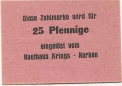 Karken (heute: Heinsberg) - Krings, Kaufhaus - -- - 25 Pfennig