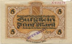 Karlsruhe - Stadt - 16.10.1918 - 1.2.1919 - 5 Mark