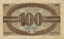 Karlsruhe - Stadt - November 1923 - 100 Milliarden Mark