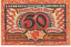 Karlsruhe - Stadt - 22.4.1920 - 50 Pfennig