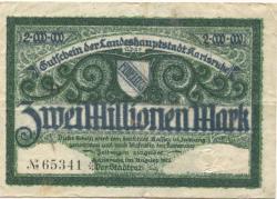 Karlsruhe - Stadt - August 1923 - 2 Millionen Mark