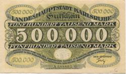 Karlsruhe - Stadt - 9.8.1923 - 500000 Mark