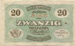 Karlsruhe - Stadt - 1.10.1923 - 20 Milliarden Mark