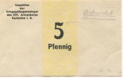 Karlsruhe - Inspektion der Kriegsgefangenenlager des XIV.Armeekorps - -- - 5 Pfennig
