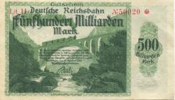 Karlsruhe - Reichsbahndirektion - 15.10.1923 - 500 Milliarden Mark