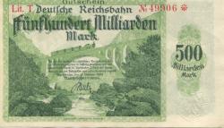 Karlsruhe - Reichsbahndirektion - 15.10.1923 - 500 Milliarden Mark