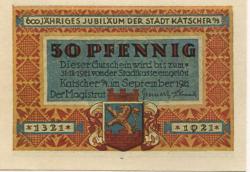 Katscher (heute: PL-Kietrz) - Stadt - September 1921 - 31.12.1921 - 50 Pfennig