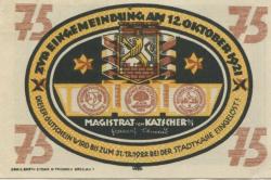 Katscher (heute: PL-Kietrz) - Stadt - 12.10.1921 - 31.12.1922 - 75 Pfennig