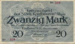 Kaufbeuren - Stadt - 15.10.1918 - 31.12.1918 - 20 Mark