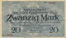 Kaufbeuren - Stadt - 15.10.1918 - 31.12.1918 - 20 Mark