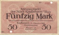 Kaufbeuren - Stadt - 15.10.1918 - 31.12.1918 - 50 Mark