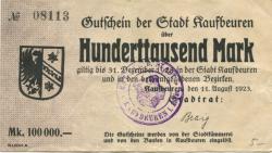 Kaufbeuren - Stadt - 11.8.1923 - 31.12.1923 - 100000 Mark
