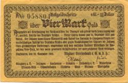 Kaufbeuren - Allgäuer Vereinsbank und Milchwirtschaftlicher Landesverband eV - 19.11.1923 - 15.12.1923 - 4 Gold-Mark