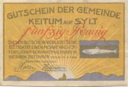Keitum (heute: Sylt) - Gemeinde - 15.4.1920 - 50 Pfennig