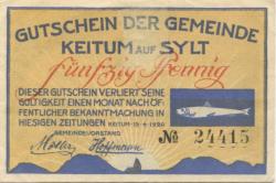 Keitum (heute: Sylt) - Gemeinde - 15.4.1920 - 50 Pfennig