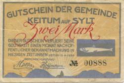 Keitum (heute: Sylt) - Gemeinde - 15.4.1920 - 2 Mark