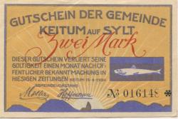 Keitum (heute: Sylt) - Gemeinde - 15.4.1920 - 2 Mark