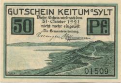 Keitum (heute: Sylt) - Gemeinde - - 31.10.1921 - 50 Pfennig