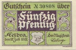 Kelbra - Stadt - 12.7.1921 - 50 Pfennig