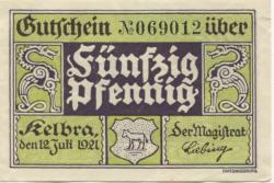 Kelbra - Stadt - 12.7.1921 - 50 Pfennig