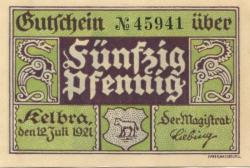Kelbra - Stadt - 12.7.1921 - 50 Pfennig