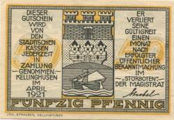Kellinghusen - Stadt - April 1921 - 50 Pfennig
