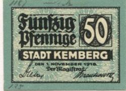 Kemberg - Stadt - 1.11.1918 - 31.12.1920 - 50 Pfennig