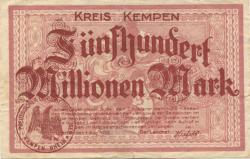 Kempen - Kreis - 1.8.1923 - 500 Millionen Mark