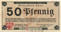 Kempen - Stadt - 30.8.1918 - 50 Pfennig