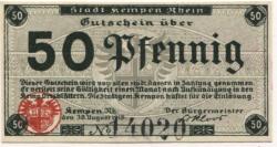 Kempen - Stadt - 30.8.1918 - 50 Pfennig