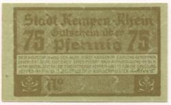 Kempen - Stadt - 9.3.1920 - 75 Pfennig