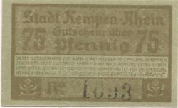 Kempen - Stadt - 9.3.1920 - 75 Pfennig