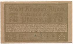 Kempen - Stadt - 9.3.1920 - 75 Pfennig
