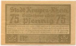 Kempen - Stadt - 9.3.1920 - 75 Pfennig