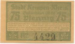 Kempen - Stadt - 9.3.1920 - 75 Pfennig
