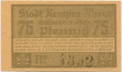 Kempen - Stadt - 9.3.1920 - 75 Pfennig