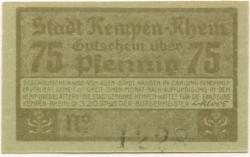 Kempen - Stadt - 9.3.1920 - 75 Pfennig