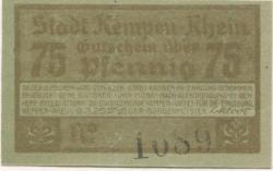 Kempen - Stadt - 9.3.1920 - 75 Pfennig