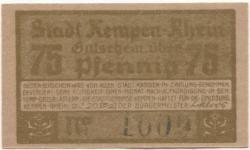 Kempen - Stadt - 9.3.1920 - 75 Pfennig